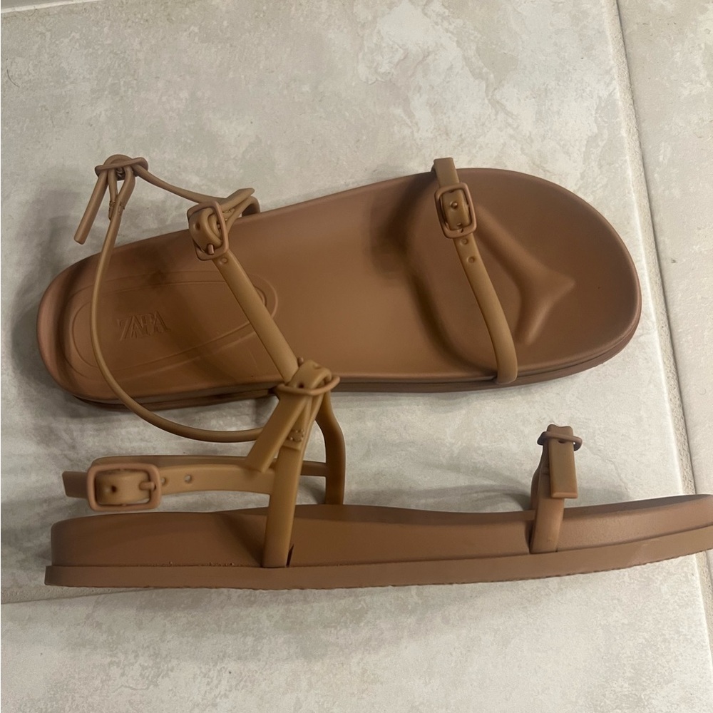 Zara Tan Strappy Sandals